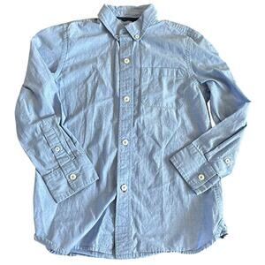 Boden Long Sleeve Button Down Shirt Collared Light Blue Boys 7-8 Y Preppy Solid